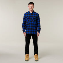 Load image into Gallery viewer, Hard Yakka Men&#39;s Foundations Check Flannel Long Sleeve Shirt - Check/Blue - Shirts
