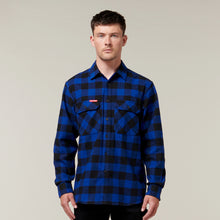 Load image into Gallery viewer, Hard Yakka Men&#39;s Foundations Check Flannel Long Sleeve Shirt - Check/Blue - Shirts
