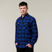 Load image into Gallery viewer, Hard Yakka Men&#39;s Foundations Check Flannel Long Sleeve Shirt - Check/Blue - Shirts
