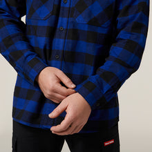 Load image into Gallery viewer, Hard Yakka Men&#39;s Foundations Check Flannel Long Sleeve Shirt - Check/Blue - Shirts
