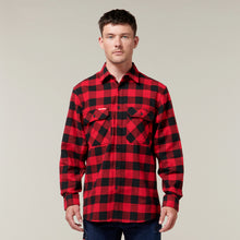 Load image into Gallery viewer, Hard Yakka Men&#39;s Foundations Check Flannel Long Sleeve Shirt - Red Check - Shirts
