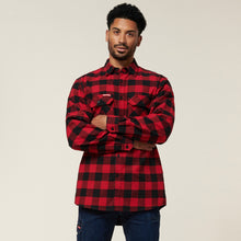 Load image into Gallery viewer, Hard Yakka Men&#39;s Foundations Check Flannel Long Sleeve Shirt - Red Check - Shirts
