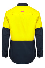 Load image into Gallery viewer, Hard Yakka Men&#39;s Long Sleeve Shirt 2 Tone Vented - Yellow/Navy - Shirts
