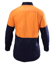 Load image into Gallery viewer, Hard Yakka Men&#39;s Foundations Hi Vis 2 Tone Long Sleeve Cotton Drill Shirt - Orange/Navy - Shirts
