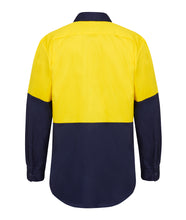 Load image into Gallery viewer, Hard Yakka Men&#39;s Foundations Hi Vis 2 Tone Long Sleeve Cotton Drill Shirt - Yellow/Navy - Shirts
