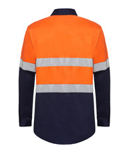 Load image into Gallery viewer, Hard Yakka Men&#39;s Foundations Hi Vis 2 Tone Cotton Drill Long Sleeve Shirt with Tape - Orange/Navy - Shirts
