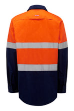 Load image into Gallery viewer, Hard Yakka Women&#39;s Core Hi Vis Lightweight 2 Tone Taped Shirt - Orange/Navy - Shirts
