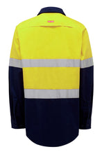 Load image into Gallery viewer, Hard Yakka Women&#39;s Core Hi Vis Lightweight 2 Tone Taped Shirt - Yellow/Navy - Shirts
