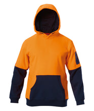 Load image into Gallery viewer, Hard Yakka Men&#39;s Foundations Hi Vis 2 Tone Brushed Fleece Hoodie - Orange/Navy - Hoodies/Jumpers
