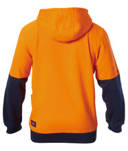 Load image into Gallery viewer, Hard Yakka Men&#39;s Foundations Hi Vis 2 Tone Brushed Fleece Hoodie - Orange/Navy - Hoodies/Jumpers
