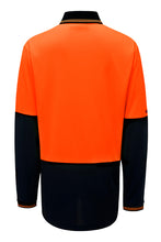 Load image into Gallery viewer, Hard Yakka Men&#39;s Core 2 Tone Long Sleeve Hi Vis Polo - Orange/Navy - Polos
