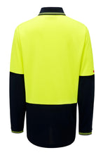 Load image into Gallery viewer, Hard Yakka Men&#39;s Core 2 Tone Long Sleeve Hi Vis Polo - Yellow/Navy - Polos
