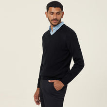 Load image into Gallery viewer, NNT Men&#39;s Acrylic V-Neck Sweater - Black - Knitwear
