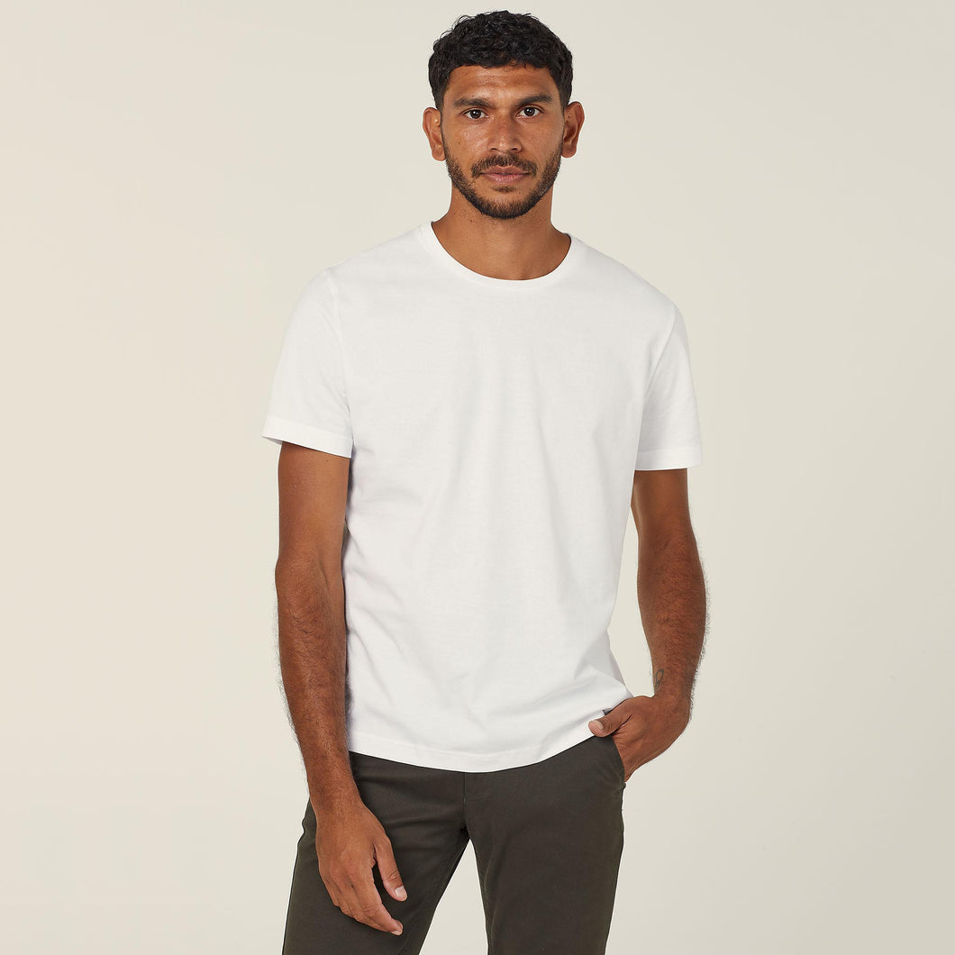 NNT Men's Cotton Jersey Short Sleeve Crew Neck Tee - White - Shirts