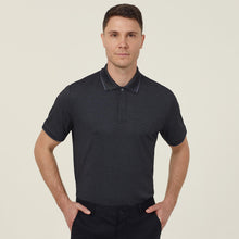 Load image into Gallery viewer, NNT Men&#39;s Textured Cotton Poly Short Sleeve Polo - Charcoal/Black - Polos
