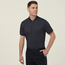 Load image into Gallery viewer, NNT Men&#39;s Textured Cotton Poly Short Sleeve Polo - Charcoal/Black - Polos
