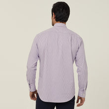 Load image into Gallery viewer, NNT Men&#39;s Avignon Fine Block Stripe Stretch Long Sleeve Shirt - Violet/White - Shirts
