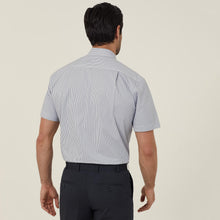 Load image into Gallery viewer, NNT Men&#39;s Avignon Fine Block Stripe Stretch Short Sleeve Shirt - Grey/White - Shirts
