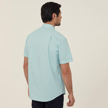 Load image into Gallery viewer, NNT Men&#39;s Avignon Fine Block Stripe Stretch Short Sleeve Shirt - Mint/White - Shirts
