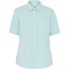 Load image into Gallery viewer, NNT Women's Avignon Fine Block Stripe Stretch Short Sleeve Shirt - Mint White - Shirts
