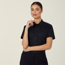 Load image into Gallery viewer, NNT Women's Avignon Stretch Short Sleeve Slim Shirt - Black - Shirts
