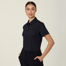 Load image into Gallery viewer, NNT Women's Avignon Stretch Short Sleeve Slim Shirt - Black - Shirts
