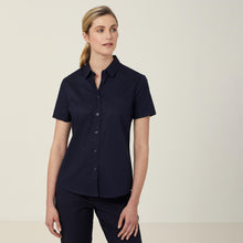 Load image into Gallery viewer, NNT Women&#39;s Avignon Stretch Short Sleeve Slim Shirt - Navy - Shirts
