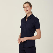 Load image into Gallery viewer, NNT Women&#39;s Avignon Stretch Short Sleeve Slim Shirt - Navy - Shirts
