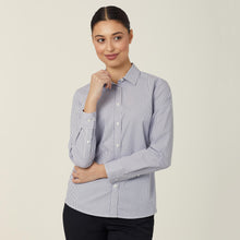 Load image into Gallery viewer, NNT Women&#39;s Avignon Fine Block Stripe Stretch Long Sleeve Shirt - Grey/White - Shirts
