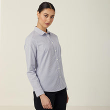 Load image into Gallery viewer, NNT Women&#39;s Avignon Fine Block Stripe Stretch Long Sleeve Shirt - Grey/White - Shirts
