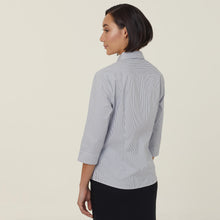 Load image into Gallery viewer, NNT Women's Avignon Fine Block Stripe Stretch 3/4 Sleeve Shirt - Grey/White - Shirts

