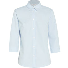 Load image into Gallery viewer, NNT Women's Avignon Fine Block Stripe Stretch 3/4 Sleeve Shirt - Light Blue/White - Shirts
