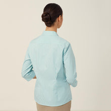 Load image into Gallery viewer, NNT Women&#39;s Avignon Fine Block Stripe Stretch 3/4 Sleeve Shirt - Mint/White - Shirts
