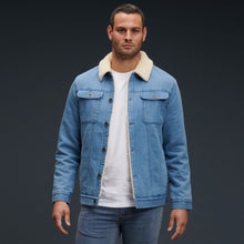 Load image into Gallery viewer, KingGee Men&#39;s Urban Denim Sherpa Jacket - Indigo - Jackets
