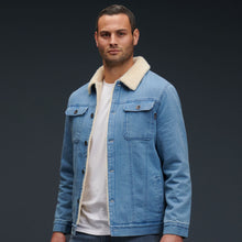 Load image into Gallery viewer, KingGee Men&#39;s Urban Denim Sherpa Jacket - Indigo - Jackets
