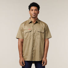 Load image into Gallery viewer, Hard Yakka Men&#39;s Foundations Cotton Drill Short Sleeve Shirt - Khaki - Shirts
